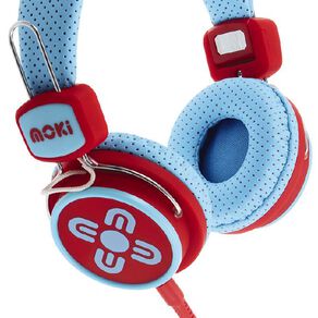 Moki Kids' Safe Volume Limited Wired In Ear Headphones Blue/Red