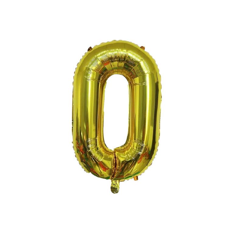 Party Inc Foil Balloon #0 Gold 35cm, , hi-res