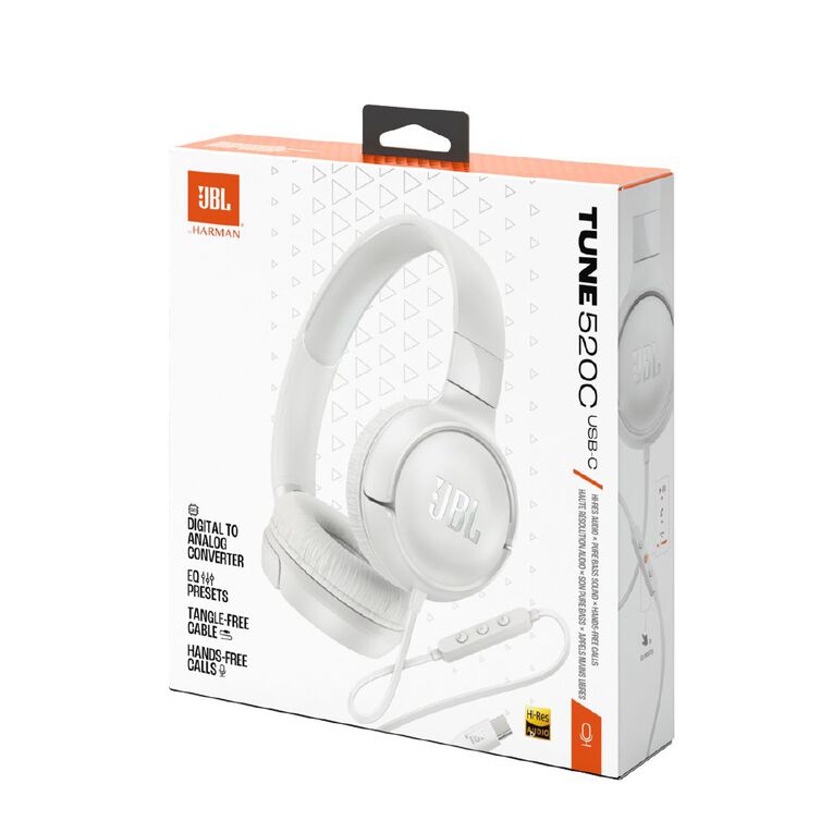 JBL Tune 520C USB-C Wired On-Ear Headphones White, , hi-res