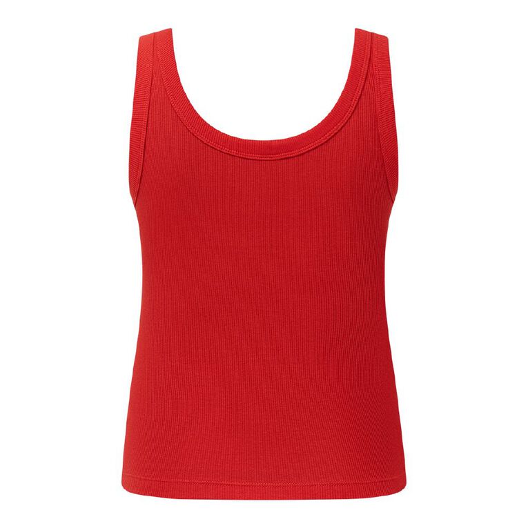 H&H Women's Rib Scoop Neck Tank, Red Mid, hi-res