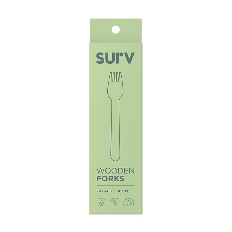 SURV. Wooden Forks Natural 20 Pack, , hi-res