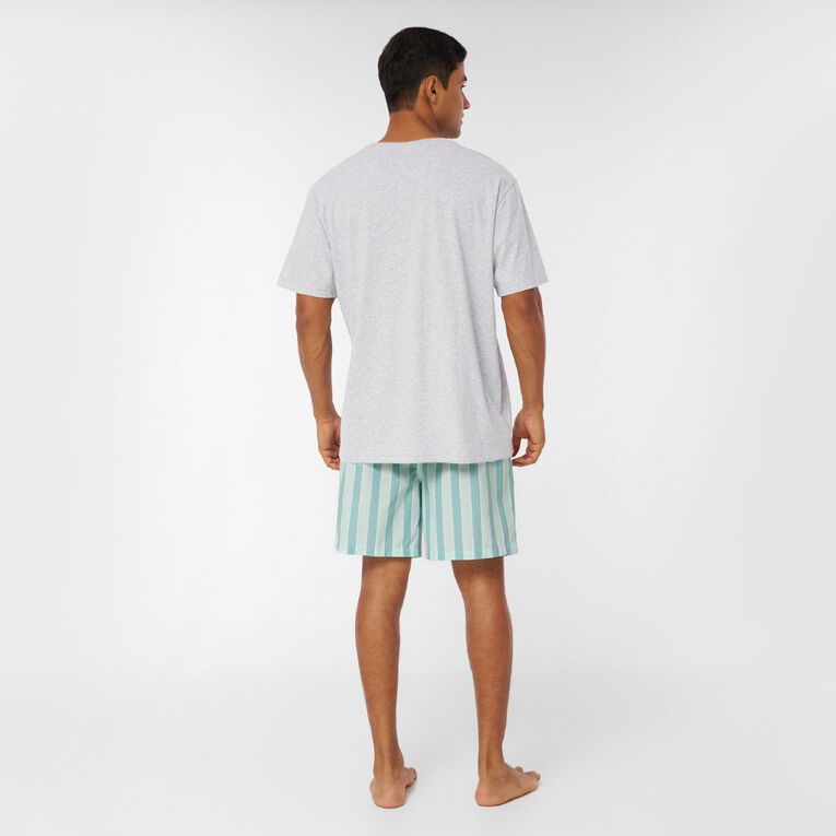 H&H Men's Knit and Woven Short Pyjama Set, Green Mid, hi-res