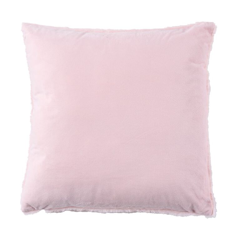 Living & Co Cushion Faux Fur Bunny Pink 43cm x 43cm, , hi-res