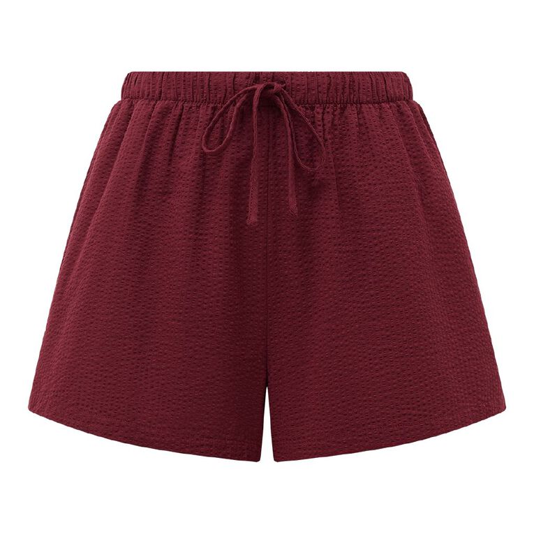 H&H Women's Seersucker Everyday Shorts, Red Dark, hi-res