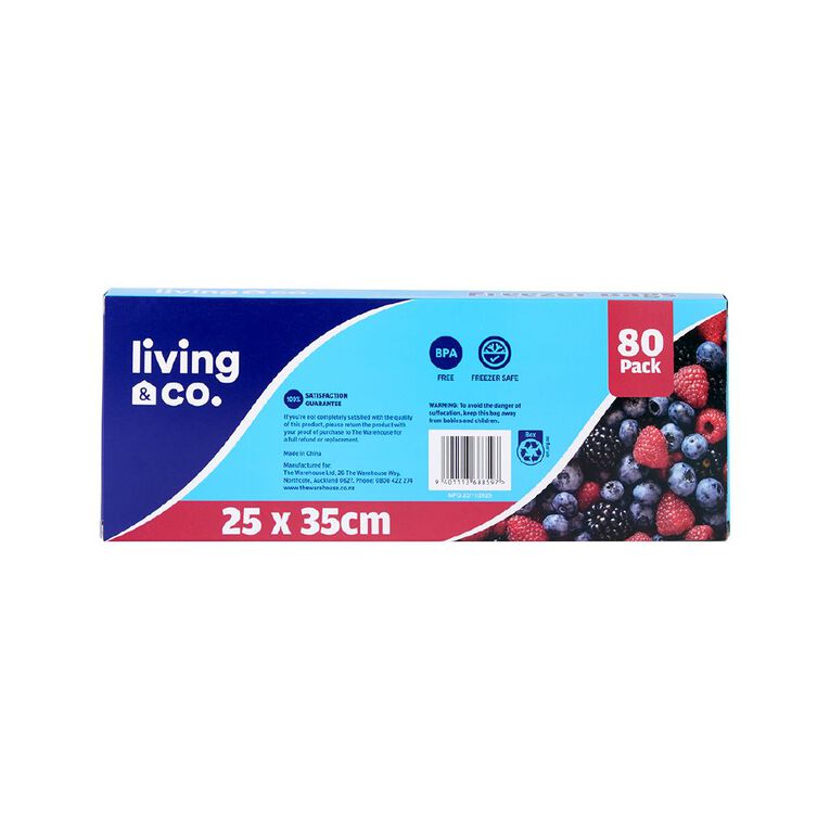 Living & Co Freezer Bags 80 Pack, , hi-res