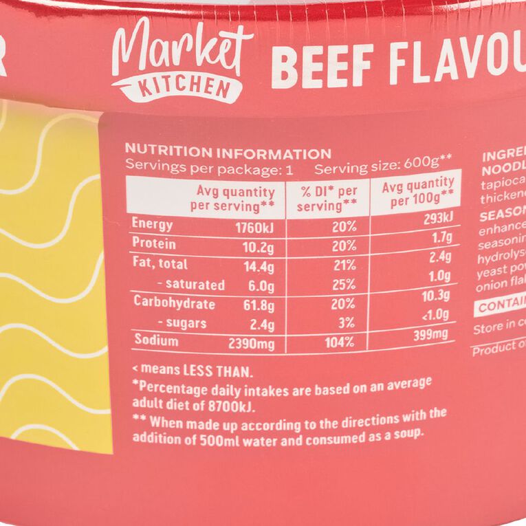 Market Kitchen Bowl Noodles Spicy Beef 100g, , hi-res