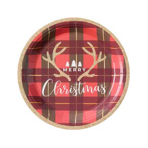 Wonderland Joyful Tidings Paper Plates Tartan 8 Pack