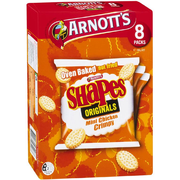 Arnott's Shapes Mini Chicken Crimpy 8 Pack 200g, , hi-res