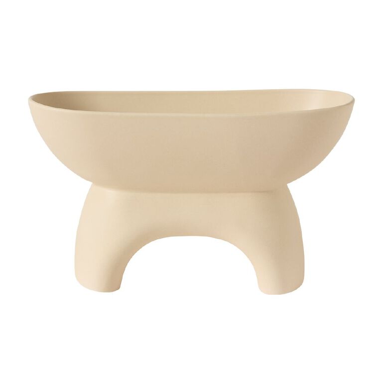 Living & Co Oval Footed Decorative Tray Beige, , hi-res