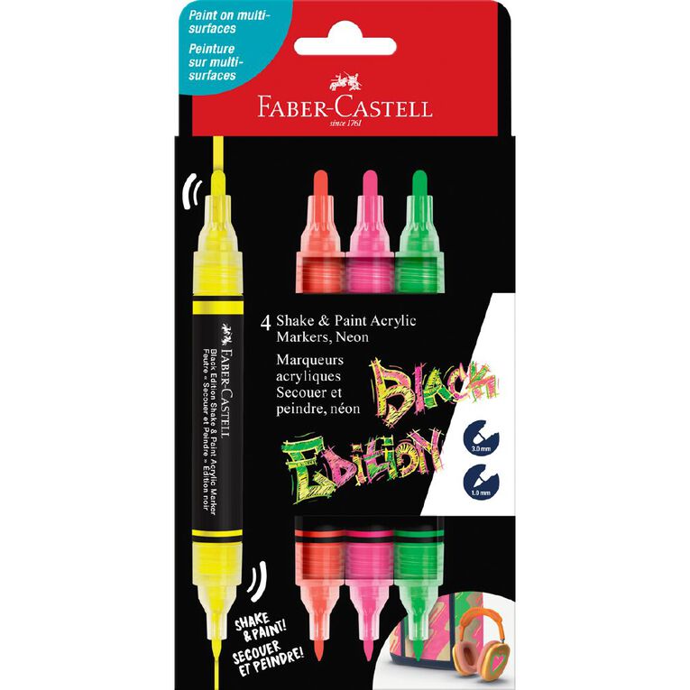 Faber-Castell BE Shake&Paint Acrylic Marker Neon Box of 4, , hi-res