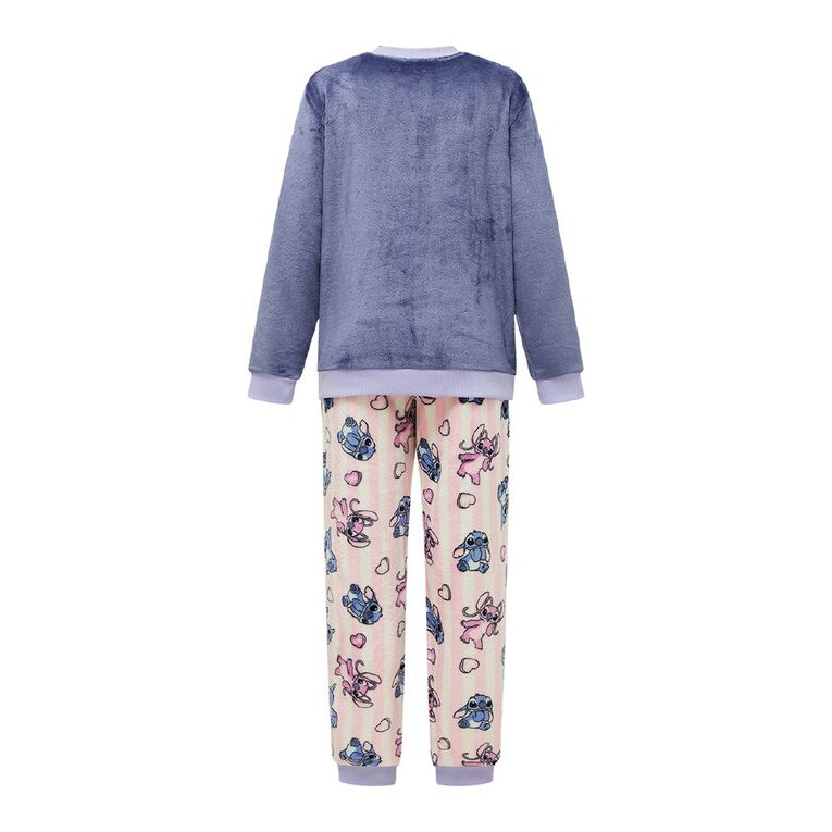 Stitch Women's Coral Fleece Pyjama Set, Blue Mid, hi-res