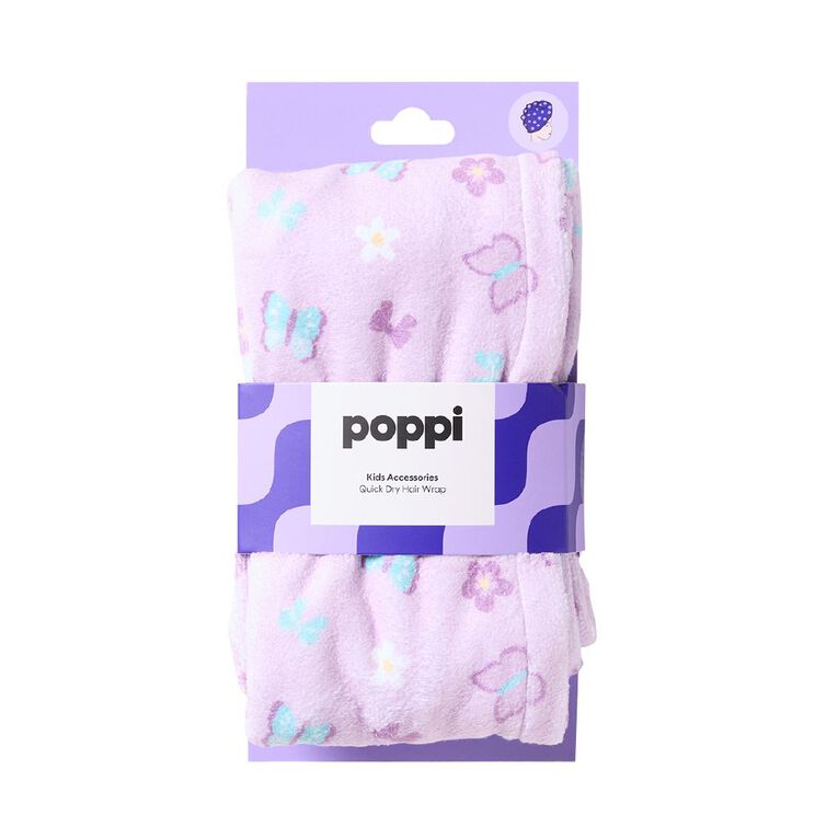 Poppi Kids' Hairwrap Towel Butterfly, , hi-res