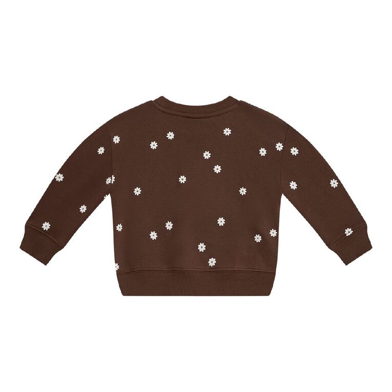 Young Original Toddler Girls' Printed Sweatshirt, Brown Dark, hi-res