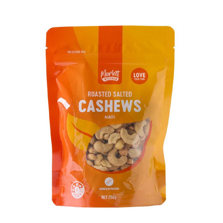 Market Kitchen Roasted & Salted Cashews 250g, , hi-res