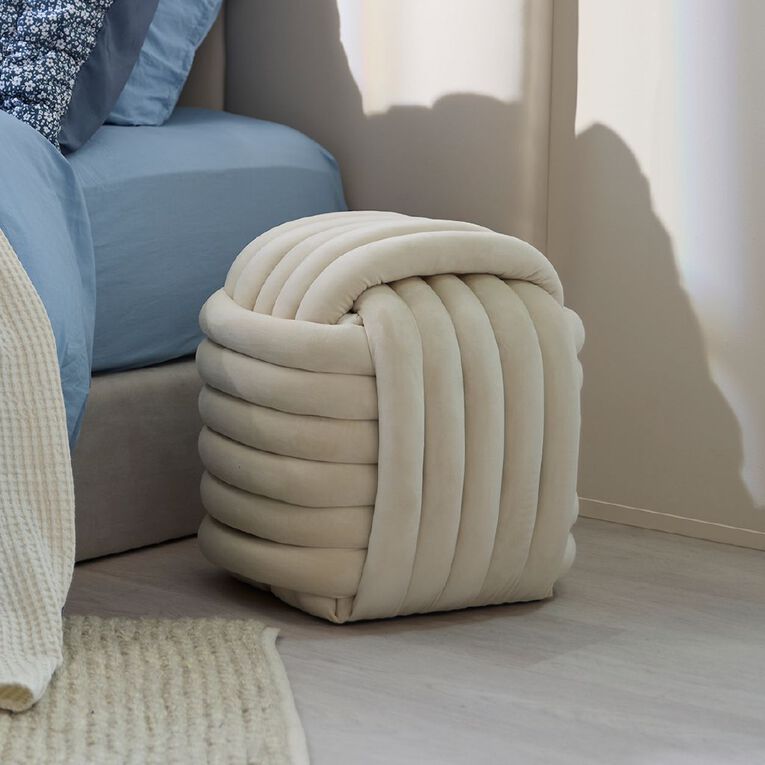 Living & Co Hugo Knot Ottoman Cream, , hi-res