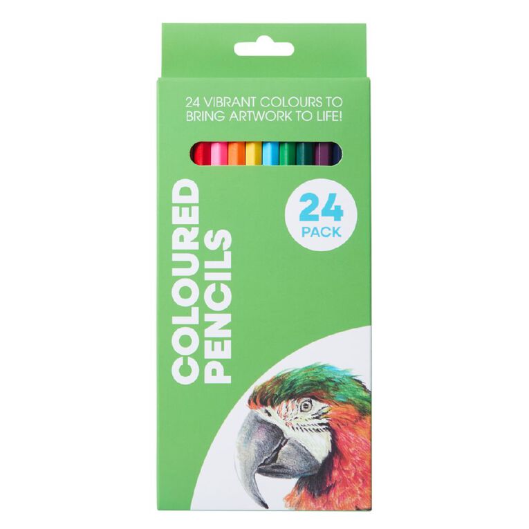 Jasart Coloured Pencils Multi-Coloured 24 Pack, , hi-res