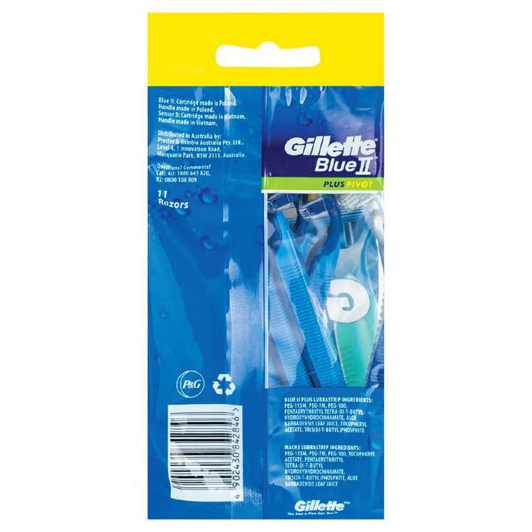 Gillette Blue II Disposable Razor 10 Pack + Sensor 3 Disposable Razor, , hi-res