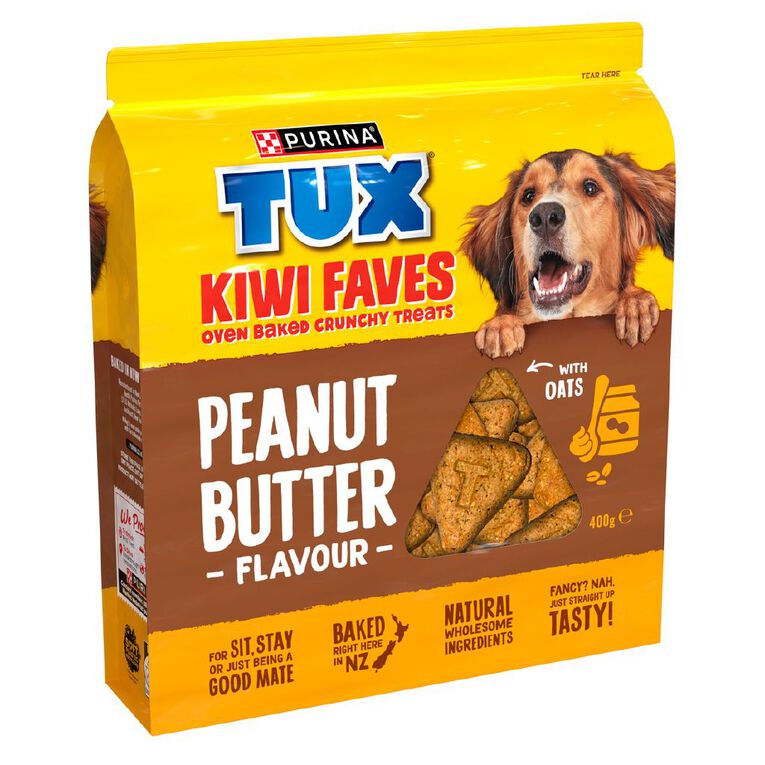 TUX Kiwi Faves Baked Peanut Butter Flavour Dog Treats 400g, , hi-res