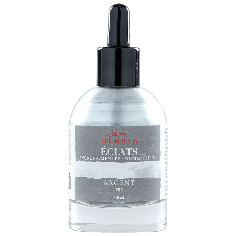 Jacques Herbin Eclats Pigmented Ink Silver 50ml, , hi-res