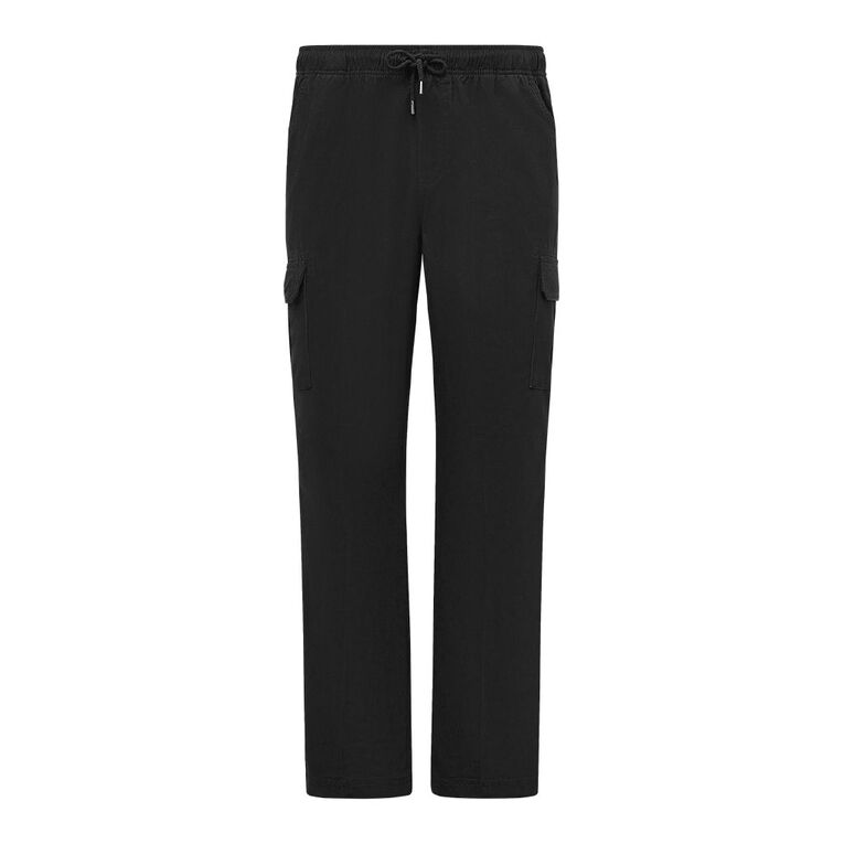 H&H Men's Elastic Waist Cargo Pants, Black, hi-res