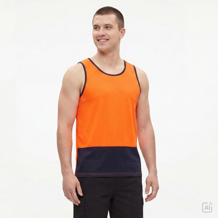 Rivet Compliant Fluoro Singlet, Orange/Fluro, hi-res