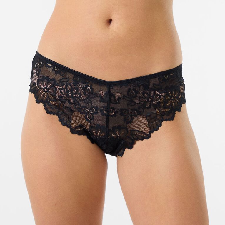 H&H Women's Poppy Brazilian Briefs, Black, hi-res