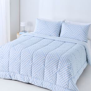 Living & Co 3 Piece Comforter Set Chevron Blue