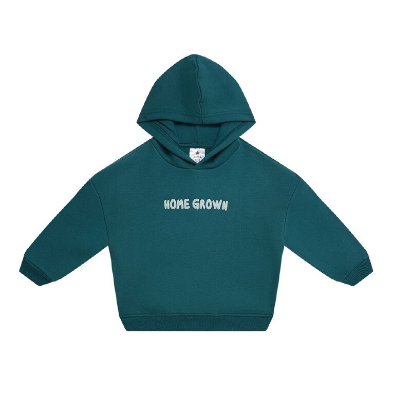 Young Original Toddler Boys' Cosy Fleece Hooddie, Green Dark, hi-res