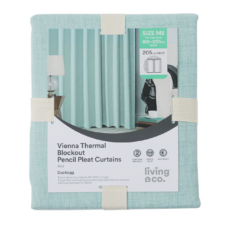 Living & Co Vienna Curtains Green 150-230cm Wide/205cm Drop, , hi-res