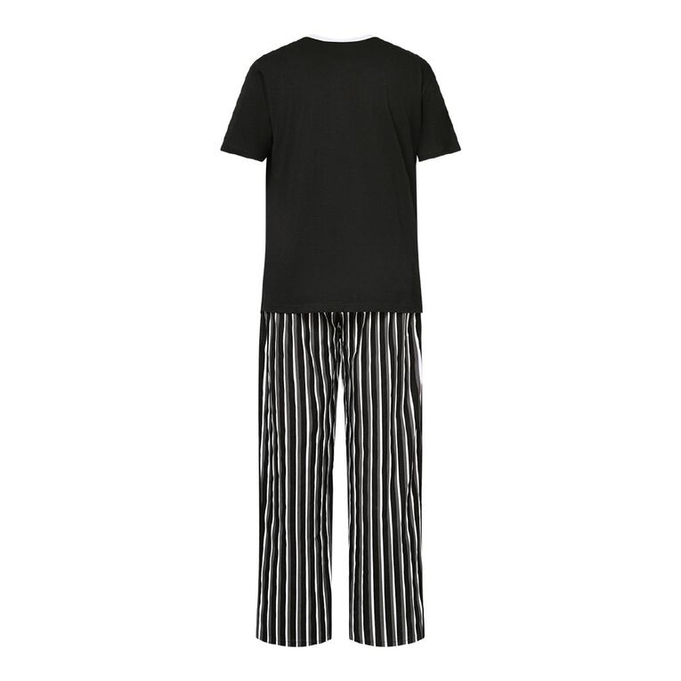 All Blacks Men's Tee and Woven Pants Pyjama Set, Black, hi-res