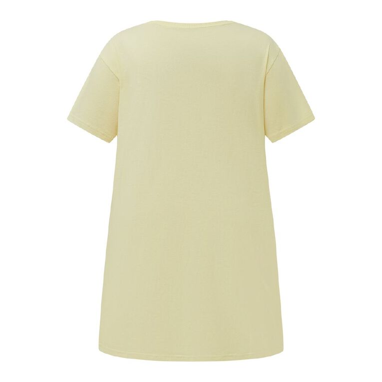 H&H Women's Plus Boxy Tee Nightie, Yellow Light, hi-res