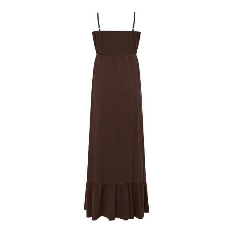 H&H Women's Strappy Tiered Dress Maxi, Brown Dark, hi-res