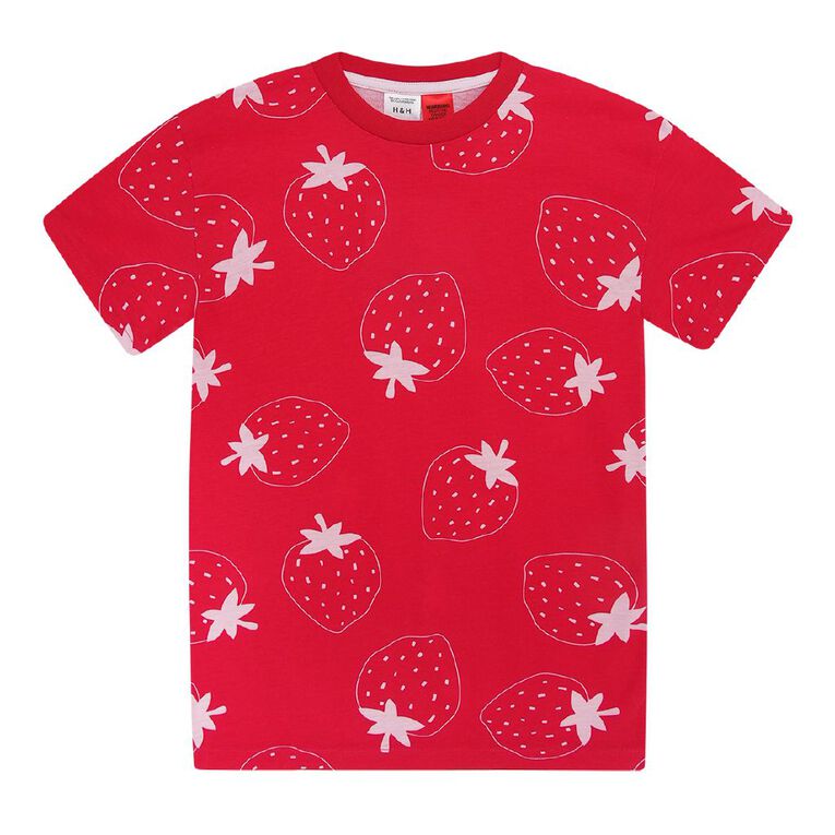 H&H Girls' T-shirt Nightie, Red Mid, hi-res