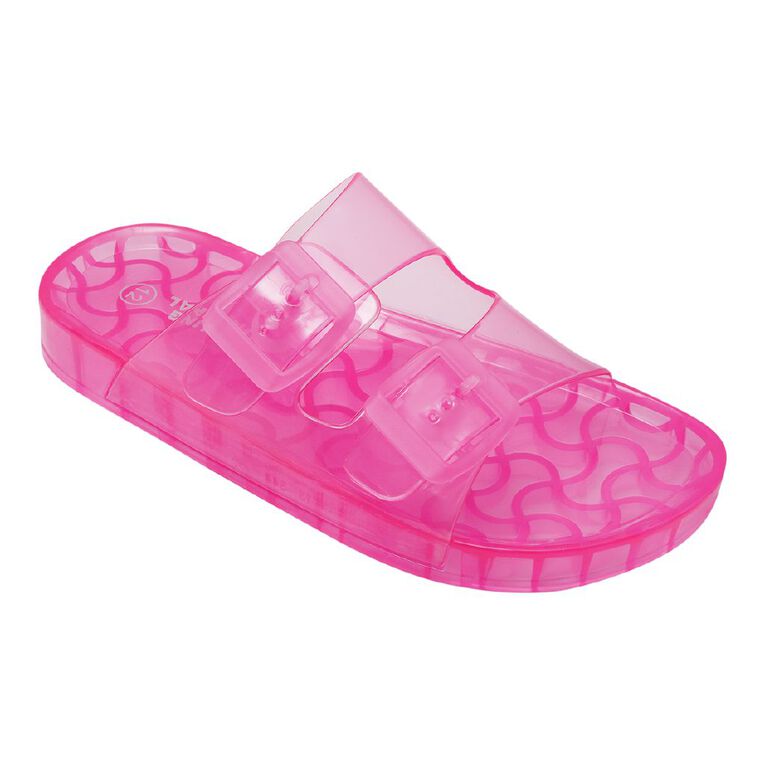 Young Original Senior Kids' Jelly Double Buckle Slides, Pink, hi-res
