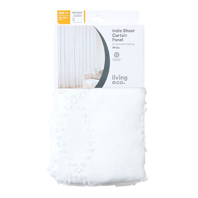 Living & Co Indie Voile White 90-180cm Wide/213cm Drop, , hi-res
