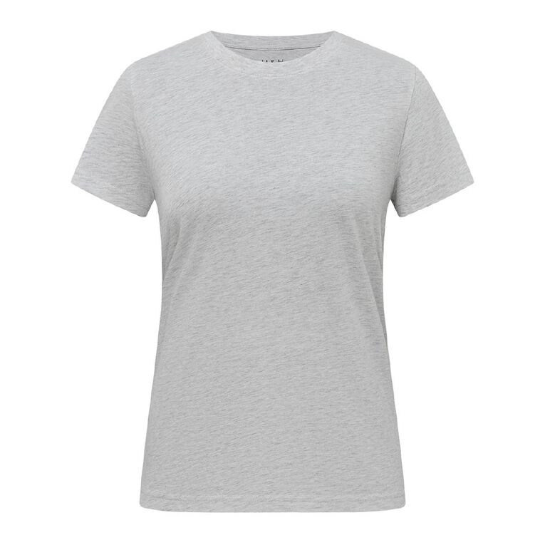 H&H Women's Essential Short Sleeve Crew Neck Tee, Grey Marle, hi-res