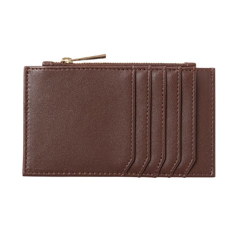 H&H Zip Card Purse, Brown Dark, hi-res
