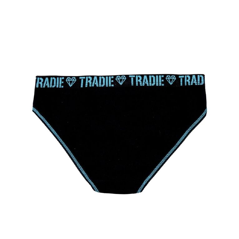 Tradie Girls' Bikini Briefs 3 Pack, Black W26 RHYTM, hi-res