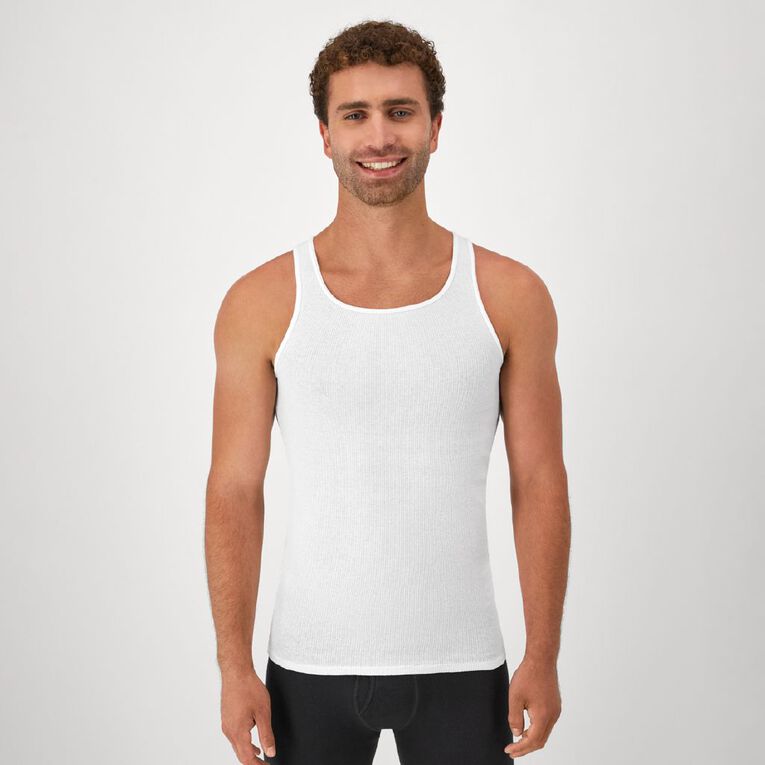 Hanes Men's Singlet 3 Pack, White, hi-res