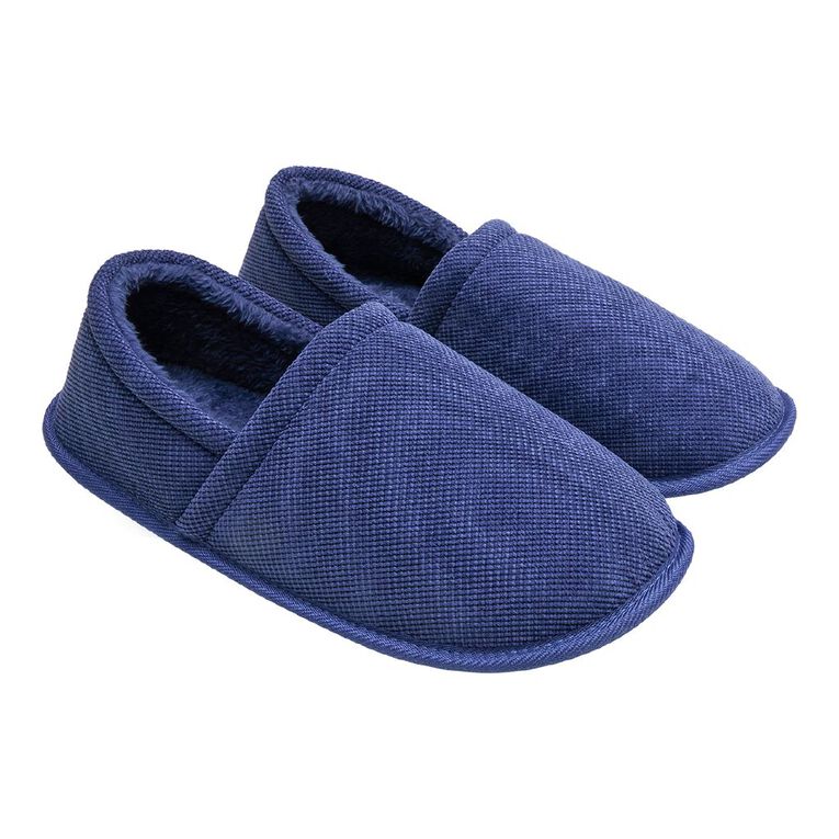 H&H Men's Joel Closed Back Slippers, Navy, hi-res