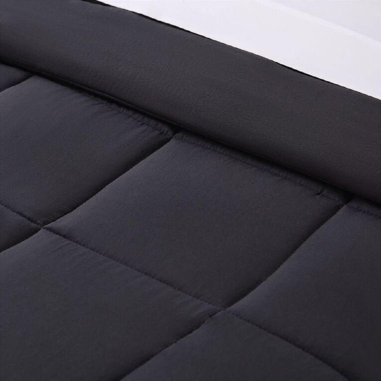 Living & Co Microfibre 3 Piece Comforter Set Black Queen, , hi-res