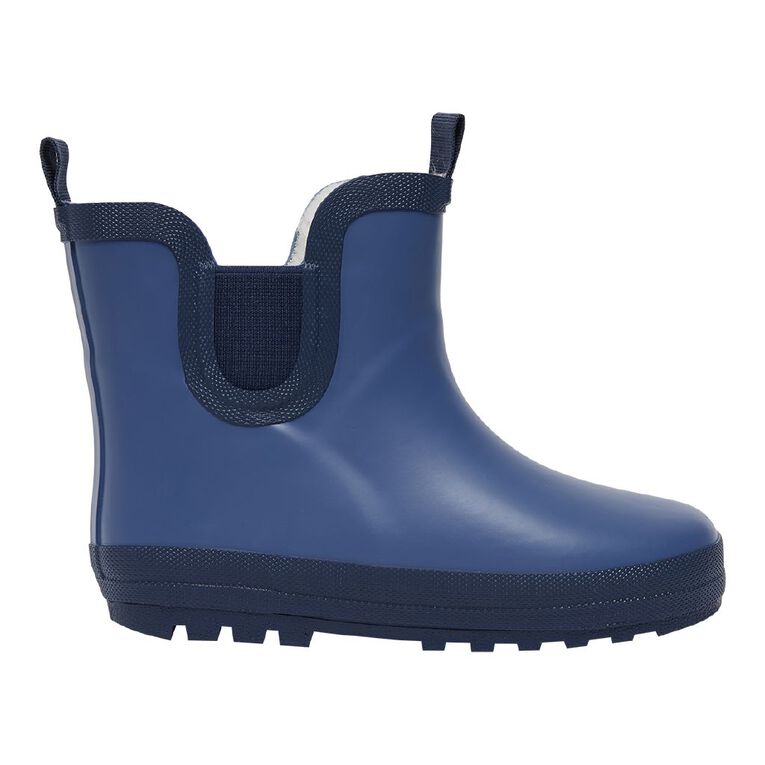 Young Original Senior Kids' Lined Rubber Ankle Gumboots, Blue Dark, hi-res
