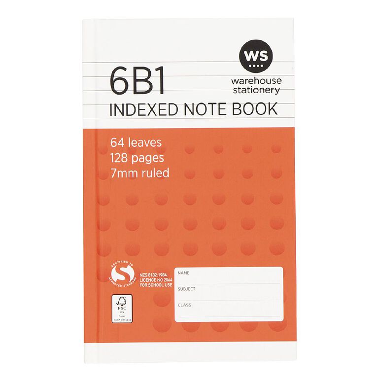 WS Notebook 6B1 Index 7mm Ruled 64 Leaf Red, , hi-res