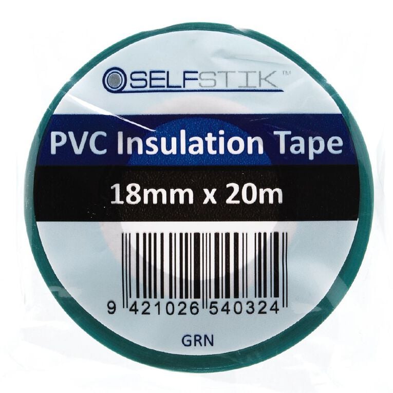 Pomona Insulation Tape PVC Electrical 18mm x 20m Green, , hi-res
