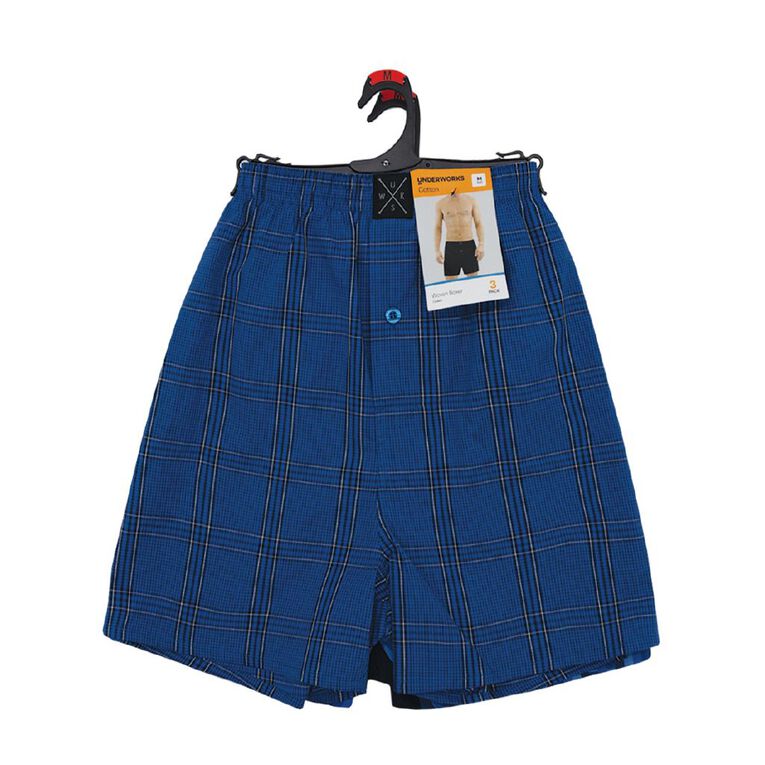 Underworks Men's Woven Boxer 3 Pack, Blue Light, hi-res