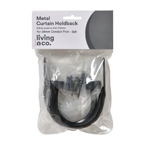 Living & Co Metal Curtain Holdback 2 Pack Black