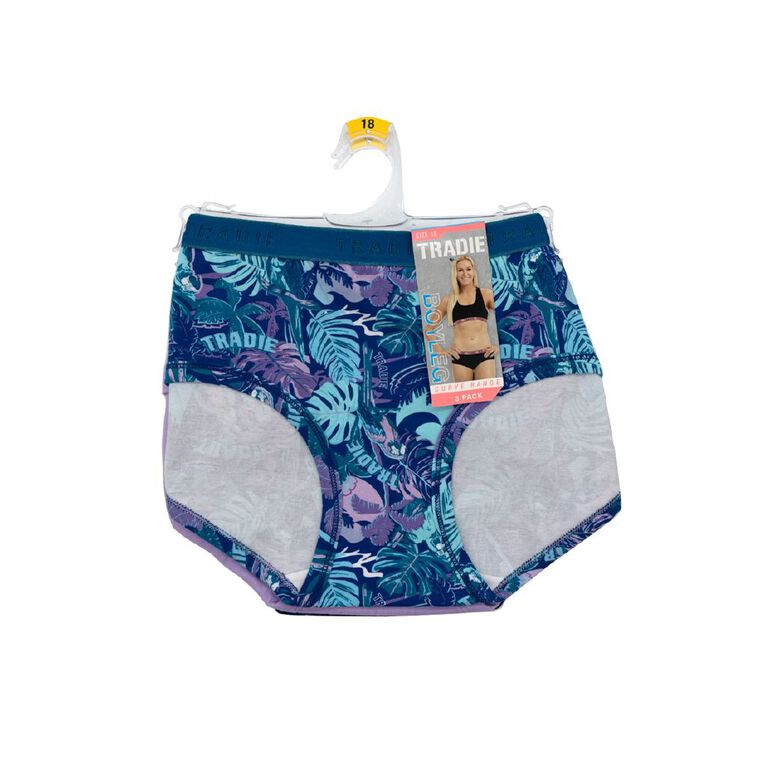 Tradie Women's Curve Boyleg 3 Pack, Blue Dark, hi-res