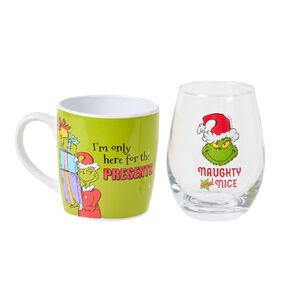 Grinch Naughty or Nice Mug and Tumbler Set Green
