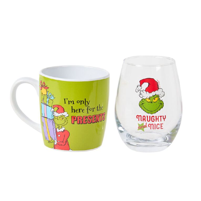 Grinch Naughty or Nice Mug and Tumbler Set Green, , hi-res