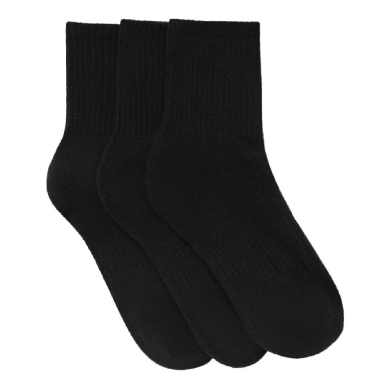 Active Intent Women's Cushioned Half Crew Socks 3 Pack, Black, hi-res